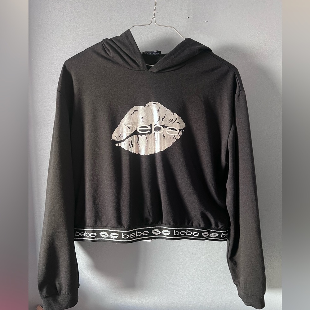 Bebe Cropped Black Hoodie